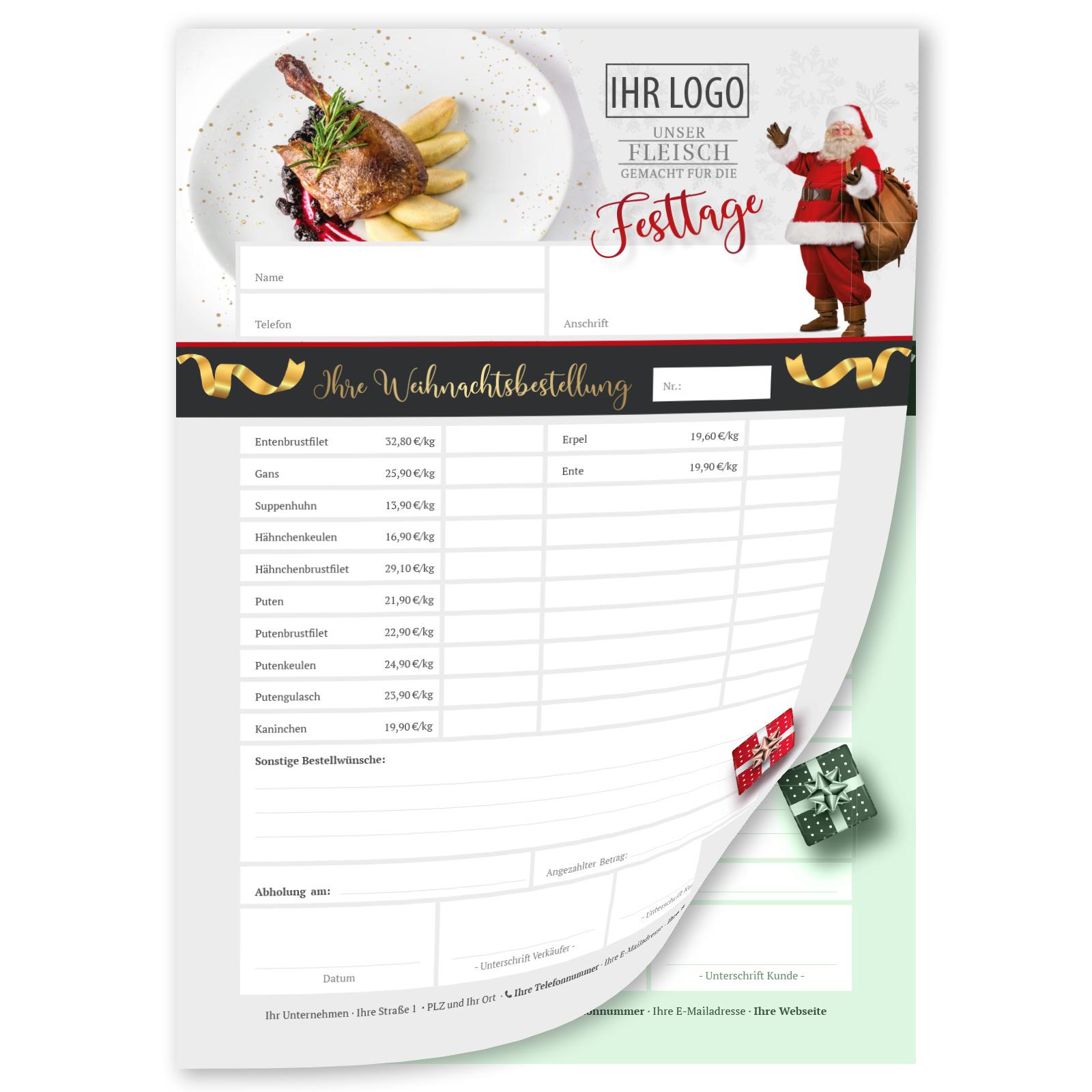A4 Bestellzettel als Durchschreibesatz: 2- fach, bis 20 Weihnachtsangebote bedrucken & bewerben